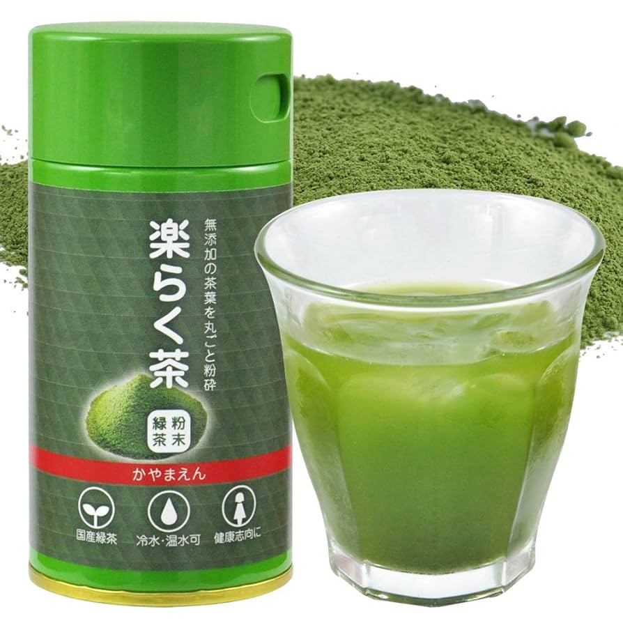 Amazon | 粉末緑茶 ・ 煎茶 楽らく茶 40g 振出し缶入 粉末茶